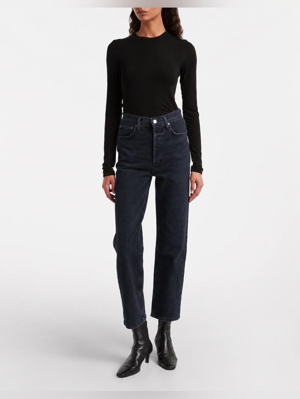 AGOLDE 90s Pinch Waist Crop Jeans Washed Black Size 29